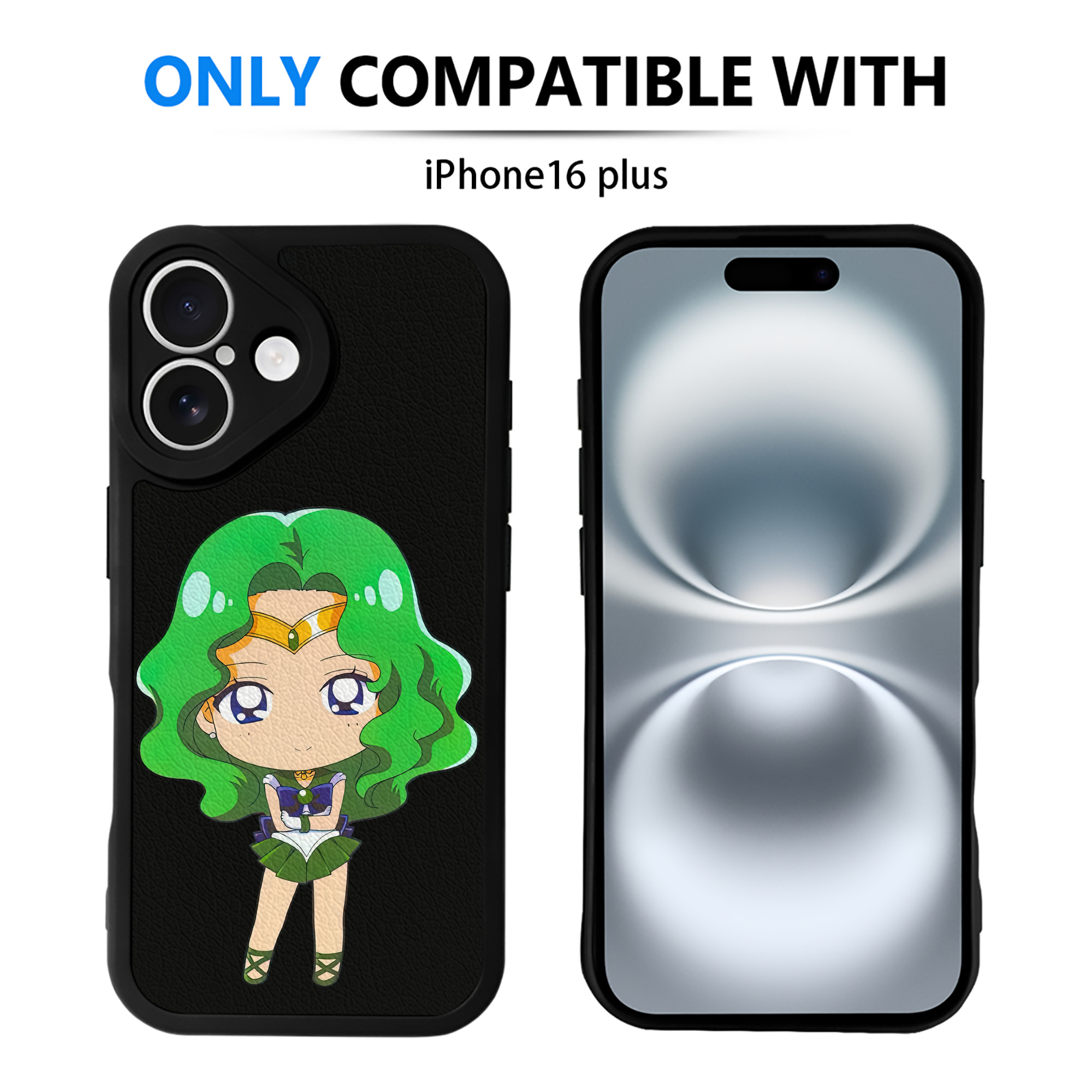 （画像用） 美少女戦士セーラームーン 海王 みちる（かいおう みちる） Sailor Moon Kaiou Michiru 【iPhone 16シリーズ対応】シリコンスマホケース（レザー調） 材質：シリコン